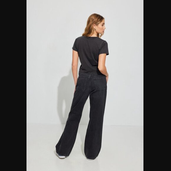 Garage Denim Wide Leg Jeans Size 3 Black Destructed High Rise Grunge Baggy Jean - Picture 3 of 12